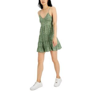 Just Polly Juniors' Printed V-Neck Tiered Dress Size M